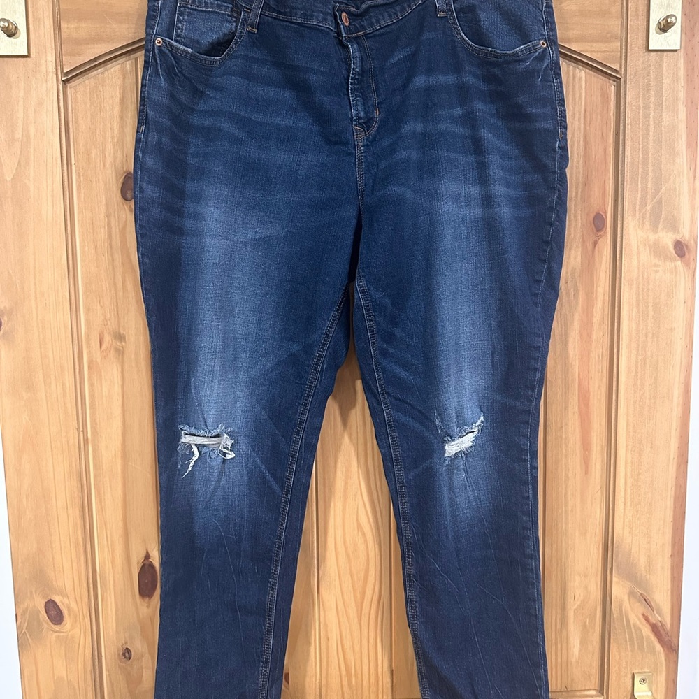 Old Navy Dark Blue Distressed Skinny Jeans